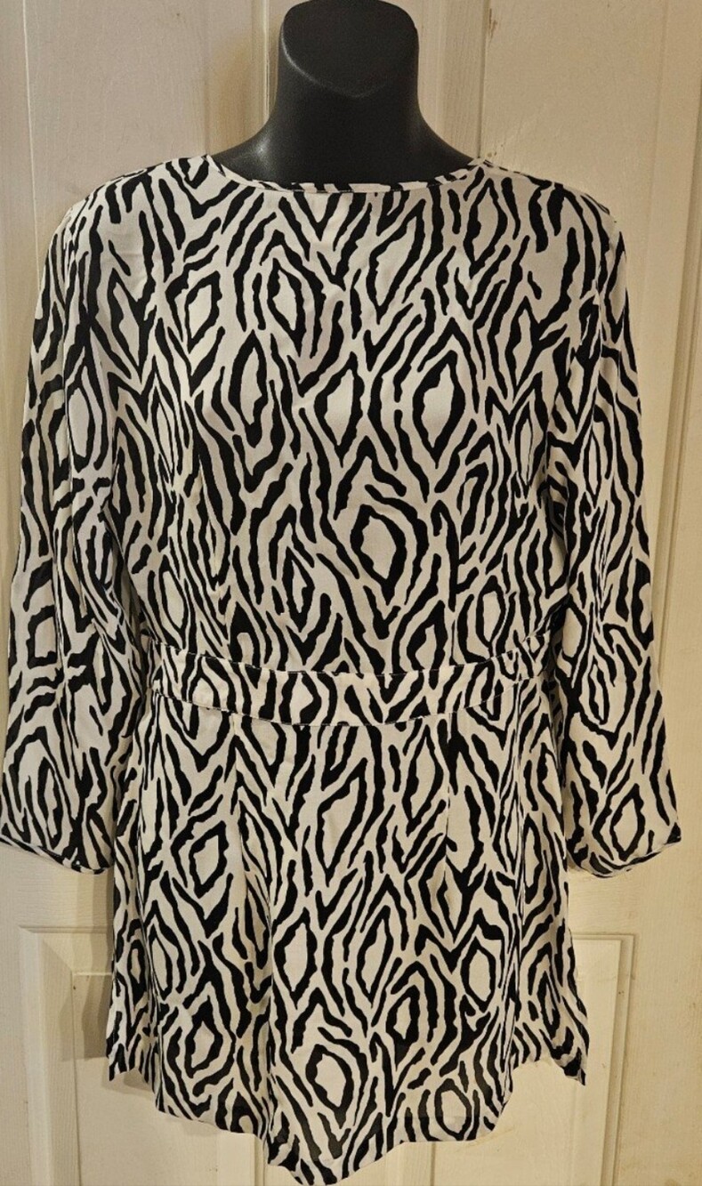 Harold's Black and White Zebra Print Long Sleeve Dress